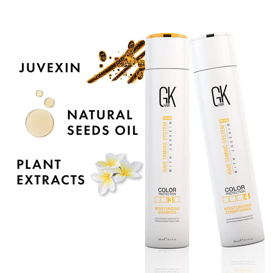 GK Hair Global Keratin Moisturizing Shampoo And Conditioner 300ml For Color Protection Dry Frizzy Damage Hair Repair - Sulfate And Paraben Free