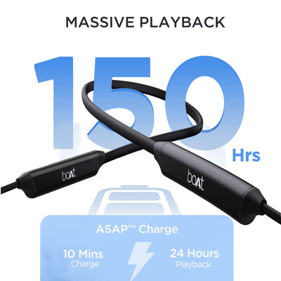 boAt Rockerz Trinity in Ear Earphones with 150H Playtime, Crystal Bionic Sound Powered by HiFi, Signature Sound, Beast™ Mode, ENx™ Tech, ASAP™ Charge,IPX5,Dual Pairing(Cosmic Black)