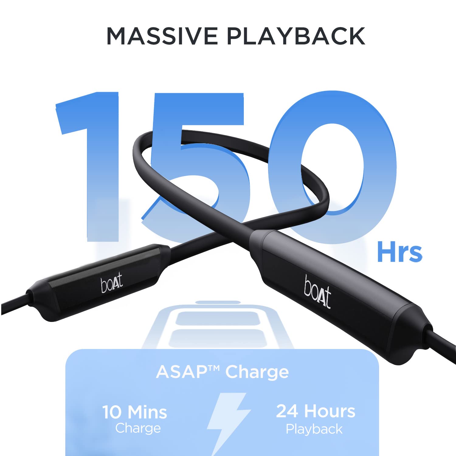 boAt Rockerz Trinity in Ear Earphones with 150H Playtime, Crystal Bionic Sound Powered by HiFi, Signature Sound, Beast™ Mode, ENx™ Tech, ASAP™ Charge,IPX5,Dual Pairing(Cosmic Black)