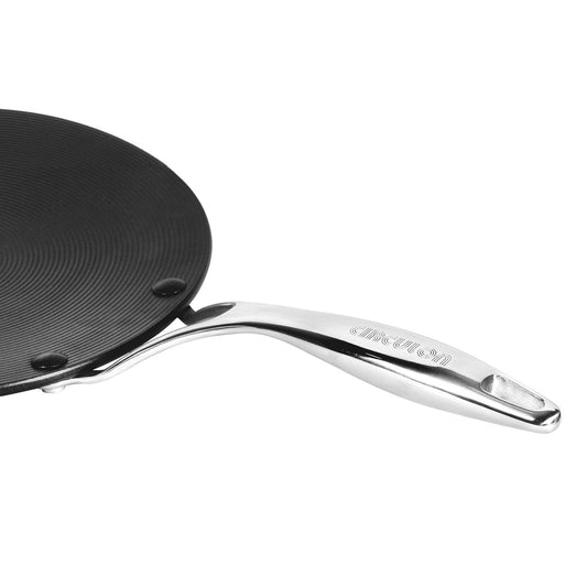 Circulon Hard Anodised Non Stick Aluminium Roti Tawa with Stainless Steel Handle | Chapati Tawa | Nonstick Dosa Tawa | Tawa Pan Big Size | Tawa Induction Base, 26 cm, Black