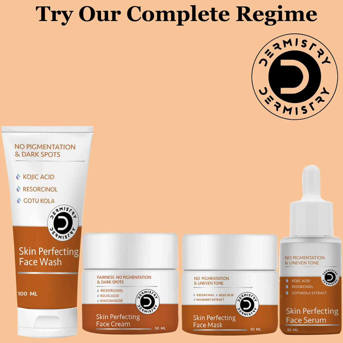 Dermistry 1% Kojic Acid Instant Pigmentation D De Tan Dark Spots Removal Skin Lightening Brightening Glowing Fairness Face Wash For Men Women - 100ml