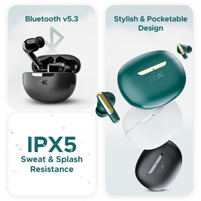 boAt Airdopes 141 ANC TWS in Ear Earbuds with 32 Db ANC, 42 Hrs Playback, 50Ms Low Latency Beast Mode, Iwp Tech,Quad Mics with Enx,ASAP Charge,USB Type-C Port & Ipx5(Gunmetal Black)