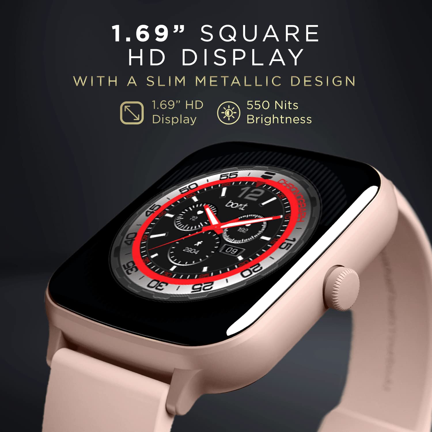 boAt Wave Style Call Smart Watch with Advanced BT Calling Chip,DIY Watch Face Studio, Coins, 1.69" HD Display, Health Ecosystem, Live Cricket Scores, Quick Replies, HR & SpO2(Cherry Blossom)