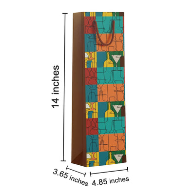 PaperPep Multicolor Barrel & Bottles 14"X4.85"X3.65" Wine Paper Bag Pack of 1