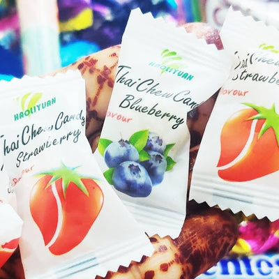 3x Haoliyuan Thai Chew Candy Blueberry Flavoured Candy - 350gm each - 300pcs total - Pack of 3