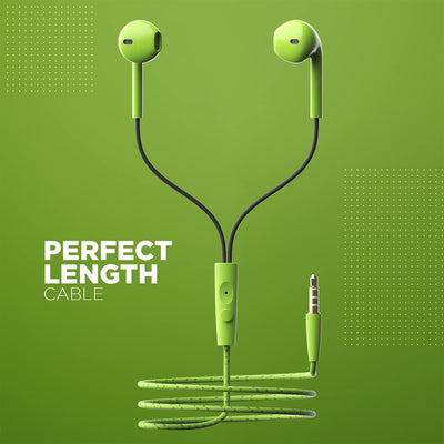 boAt Bassheads 105 Wired in Ear Earphones with Mic (Green, Spirit Lime)
