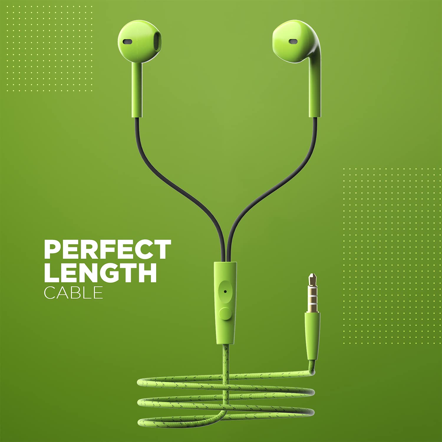 boAt Bassheads 105 Wired in Ear Earphones with Mic (Green, Spirit Lime)