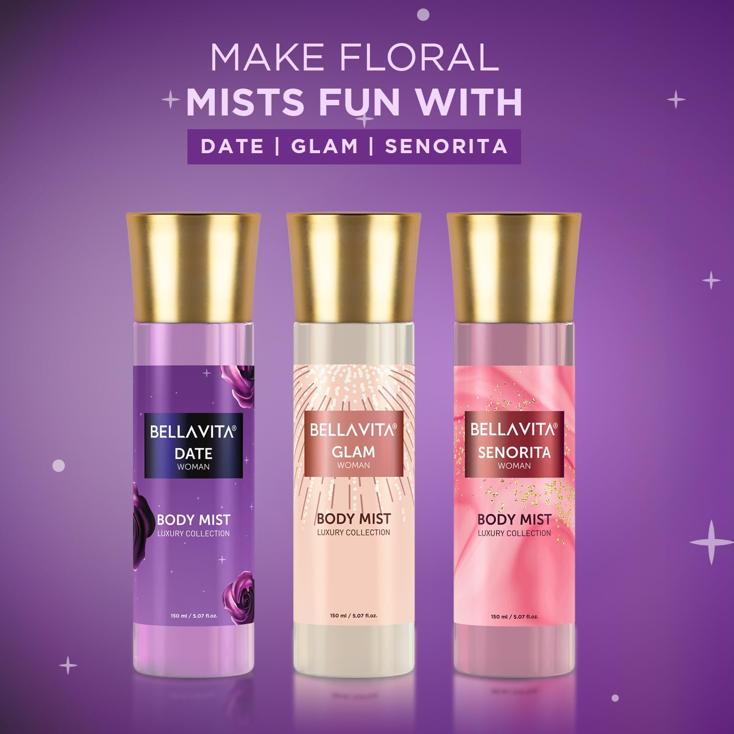Bella Vita Luxury Date Women Body Spray Mist Perfume for Refreshing Floral & Vanilla Long Lasting Fragrance with Pink Pepper and Red Fruits 150 ml