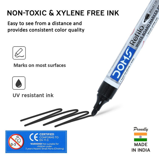 Doms Refilo Non-Toxic Hi-Tech Refillable White Board Marker Pen