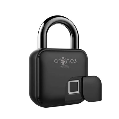 Arcnics® - Rugged Smart Fingerprint Padlock, Bluetooth Enabled Rechargeable Padlock, 10 Fingerprints Support, Keyless/Passwordless Access, Waterproof (IP65), Works with Smart Life (Black)