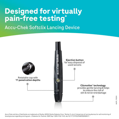 Accu-Chek Guide Blood Glucose Glucometer (with Bluetooth) Kit with Vial of 10 Strips, 10 Lancets and a Lancing Device FREE for Accurate Blood Sugar Testing