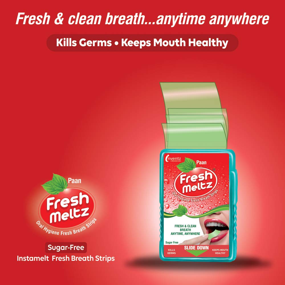 FRESH MELTZ Oral Hygiene Instant Mouth Freshener Sugar Free Paan Flavoured Mint Breath Strips (25 Strips) - Pack of 24