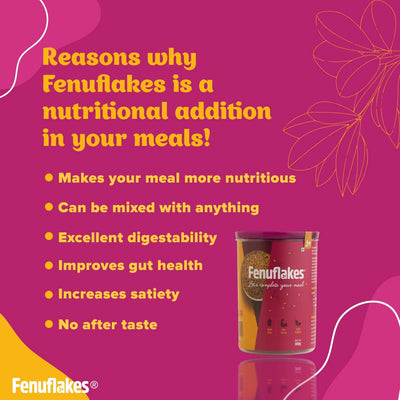 Fenuflakes 300g Fiber supplement | Bloating,acidity,&constipation relief |High Protein|Prebiotic fiber| low carbs |Aids in managing blood sugar levels |Neutral in taste |Add to any food| 30 servings.