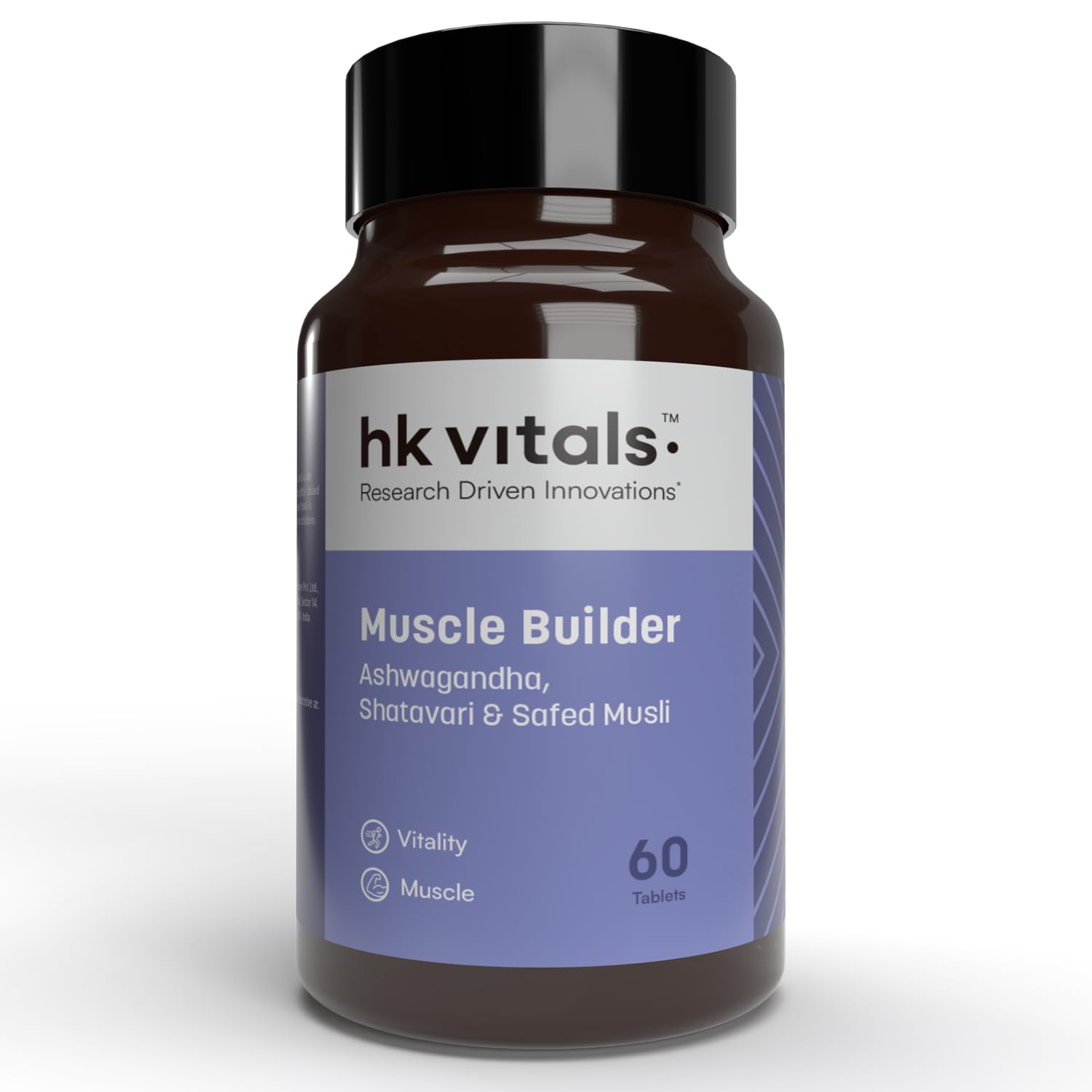 HealthKart HK Vitals Muscle Builder - 100% Natural Blend of Ashwagandha, Shatavari and Safed Musli - 60 Tablets