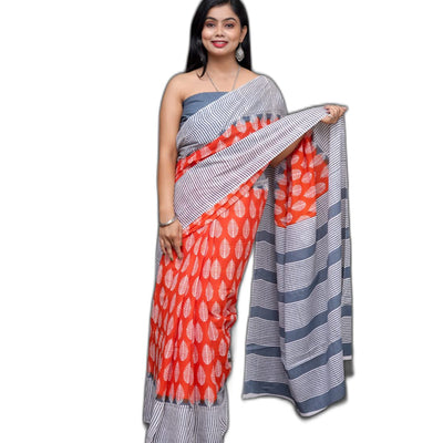 ANMOL FABRICS Women's Cotton Malmal Saree | Women Stylish Sadis | Printed Runing Blouse Piece | Sari Length 5.5 meter | Blouse Piece 1 m | Unstitched Blouse Material Free_Size_SAREE-MULTI_71
