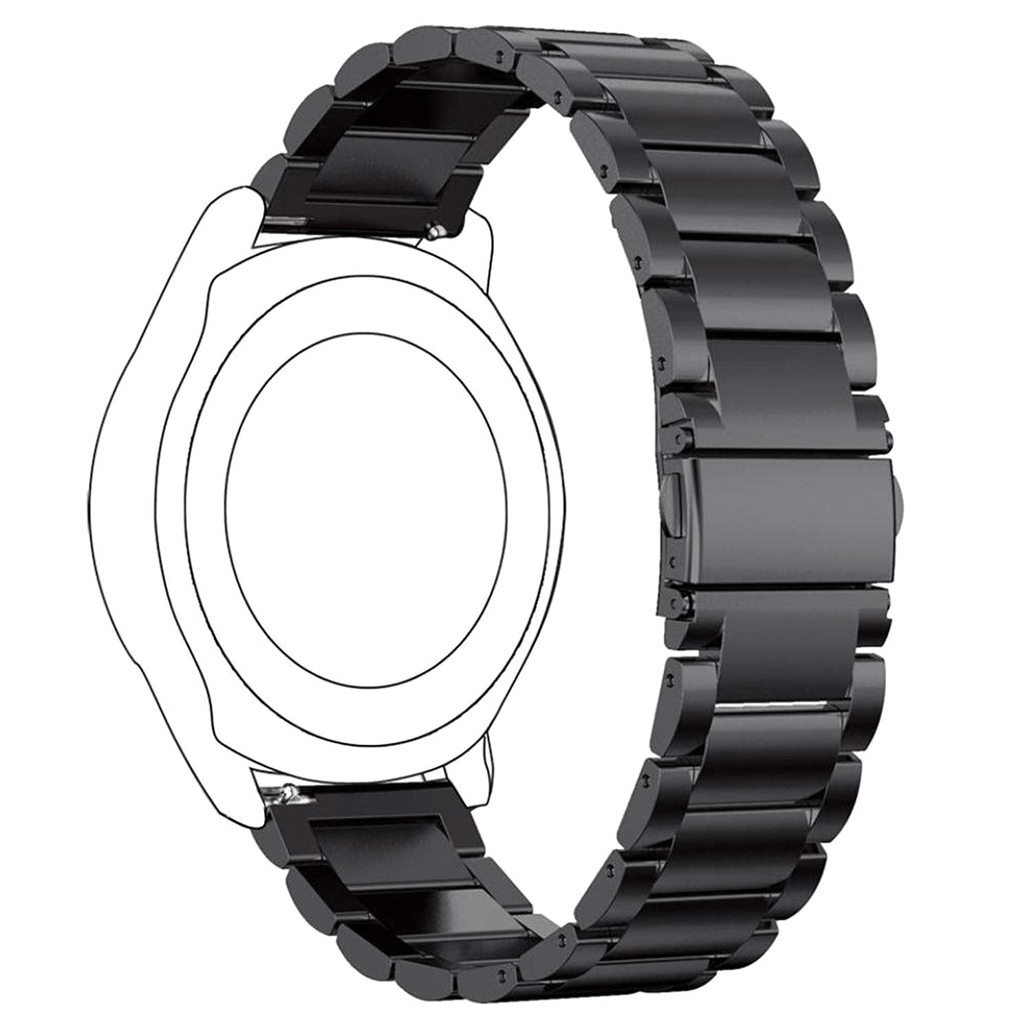 ACM Watch Strap Stainless Steel Metal 22mm compatible with Fire Boltt Invincible Bsw020 / Invincible Plus Bsw097 / Fire Boltt Talk Bsw004 Smartwatch Belt Royal Black