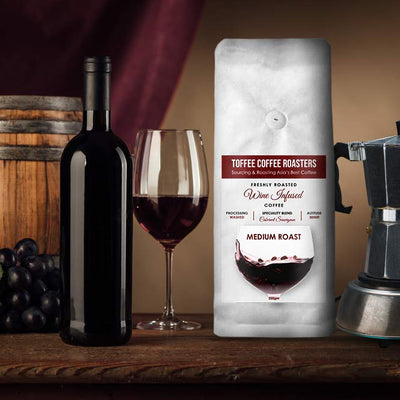 Cabernet Sauvignon Wine Barrel Aged Coffee | Toffee Coffee Roasters | Arabica Freshly Medium Roast | Coffee Notes: Fine Red Grapes and Wine (Decoction Coffee Maker, 250gm)