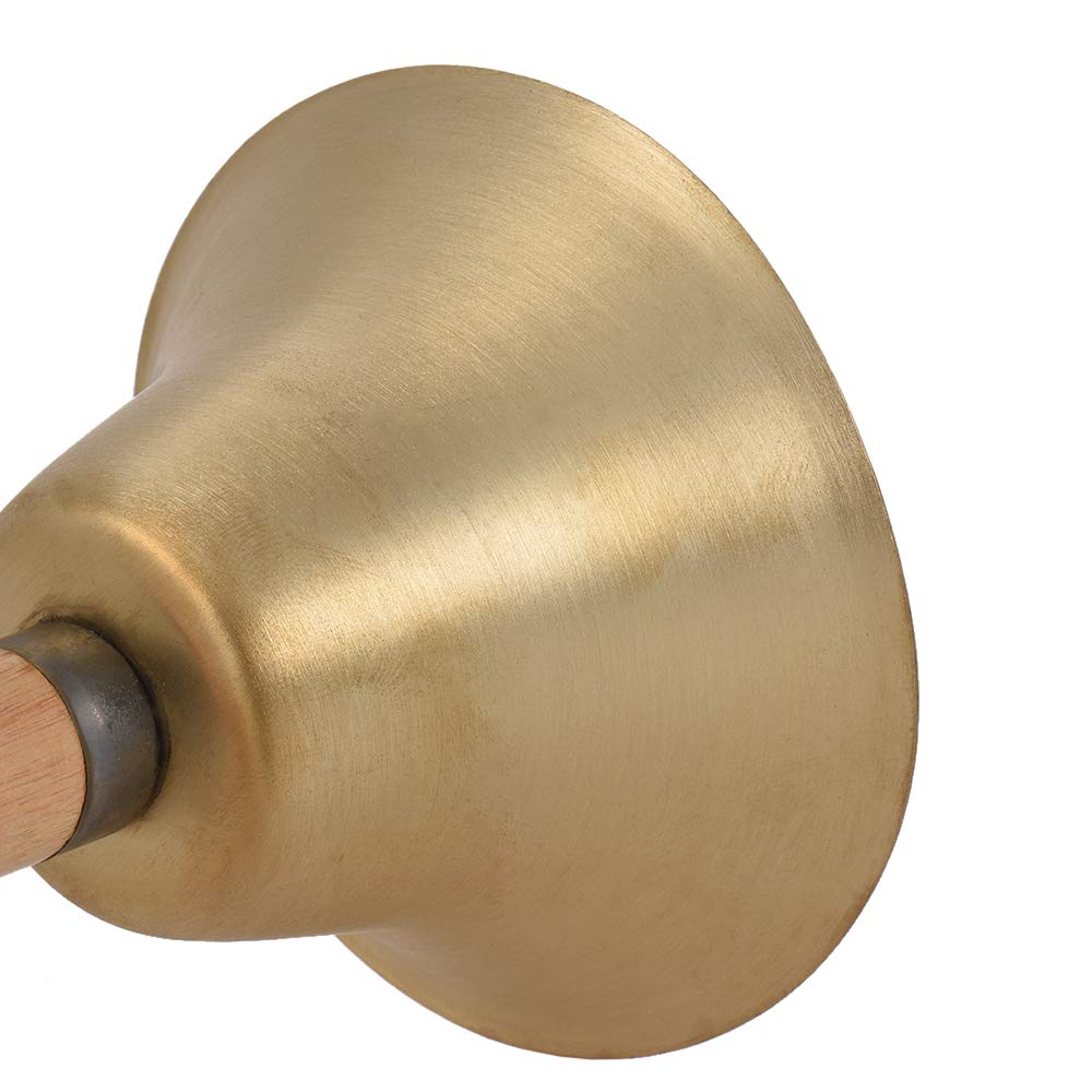 Brass Hand Bell Loud Call Bell Handbell Desk Ringbell with Wooden Handle Festival Decoration Food Line Alarm School Hotel Sercive