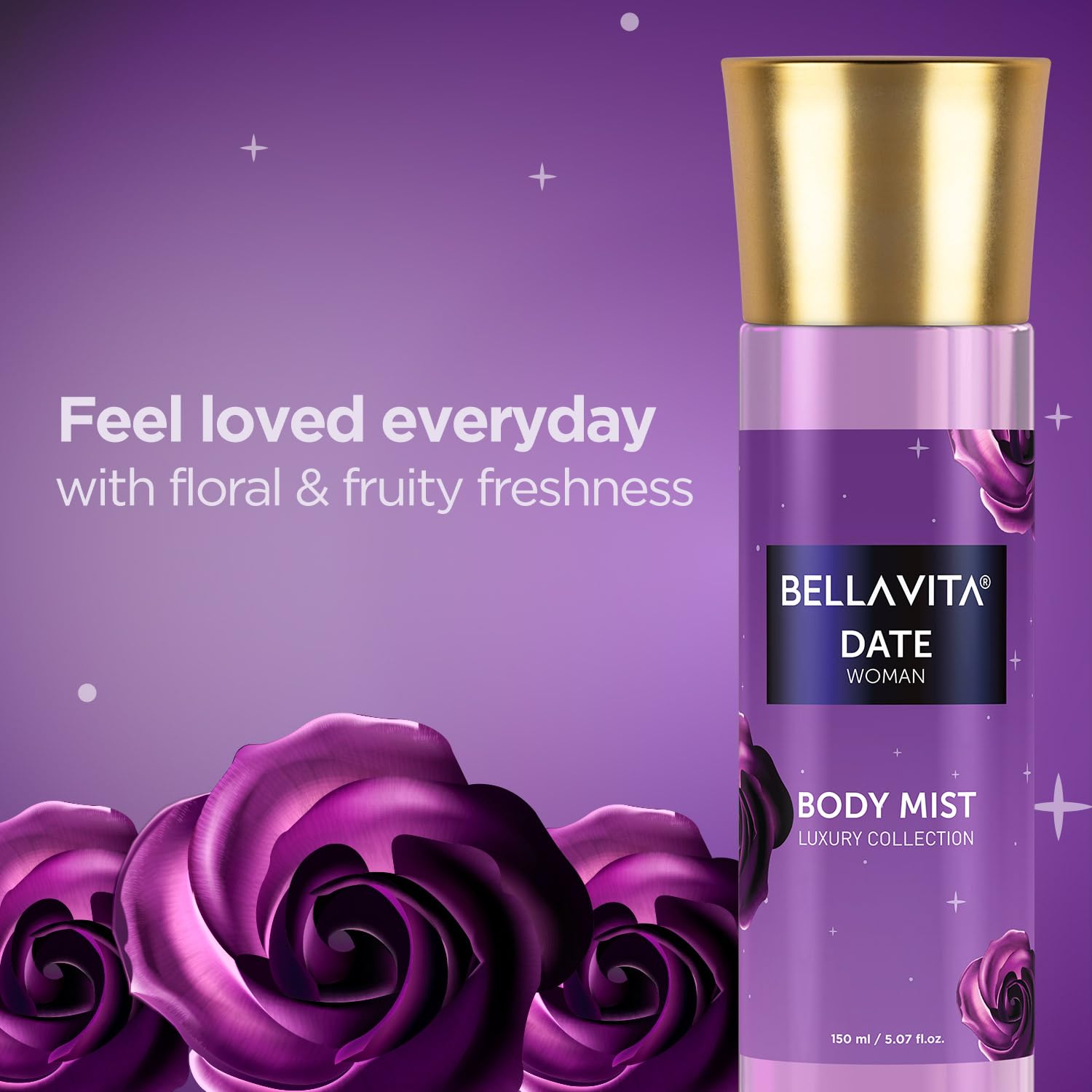 Bella Vita Luxury Date Women Body Spray Mist Perfume for Refreshing Floral & Vanilla Long Lasting Fragrance with Pink Pepper and Red Fruits 150 ml