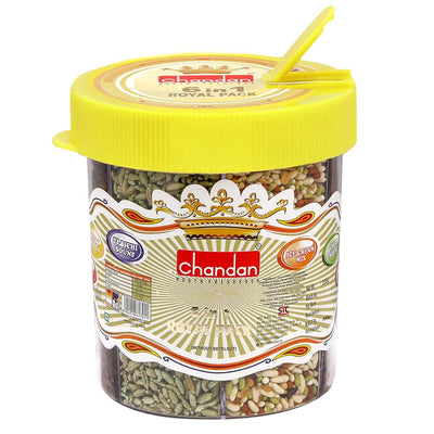 Chandan Mouth Freshener 6 in 1 Royal Pack Mukhwas | Elaichi Sounf, Churi Sounf, Ice Cream Mix, Jet Mix, Gulab Mix & Softy Tukda | 100% Natural, 8.11 oz / 230 g