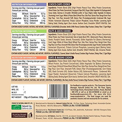 RiteBite Max Protein 7 Grain Breakfast Cookies|Assorted,Pack Of 6 (330G)