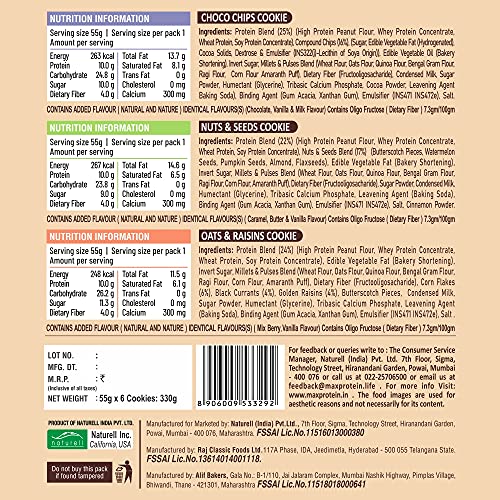 RiteBite Max Protein 7 Grain Breakfast Cookies|Assorted,Pack Of 6 (330G)