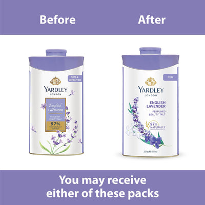 4x Yardley London English Lavender Perfumed Talc| Fragrant Beauty Talc for Women| Smooth texture | 250g - Pack of 4