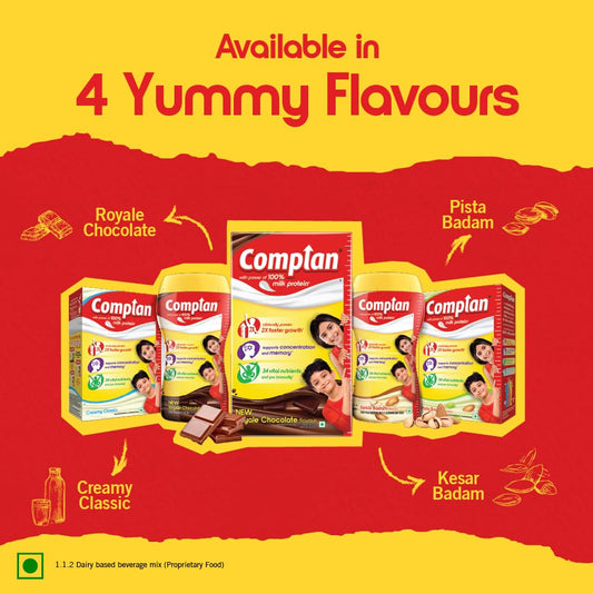 Complan Nutrition Drink Powder for Children, Royale Chocolate Flavour, 500 g Carton | Nutrition drink for kids with protein & 34 vital nutrients