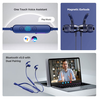 boAt Rockerz 255 Pro+ Bluetooth Neckband with Upto 60 Hours Playback, ASAP Charge, IPX7, Dual Pairing and Bluetooth v5.2(Navy Blue)