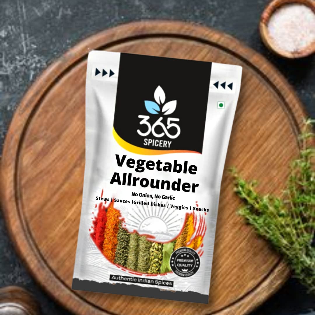 365 SPICERY JAIN Vegetable Allrounder | No Onion No Garlic, Authentic Indian Spice Blend for Vegetarian Dishes | Made with Premium Indian Spices | No Preservatives, No Added Color, No MSG - 100 gm