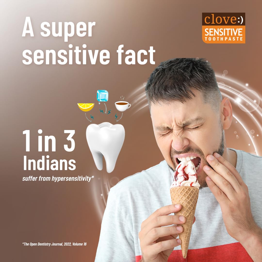 Clove Sensitive Toothpaste | reduce Senstivity | Dual Action toothpaste For Sensitivty & Bad Breath | Strengthens Enamel | Triclosan Free | Paraben Free | Peroxide free | Mint, Pack of 1 (100g)
