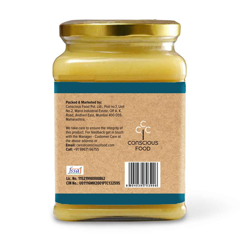 Conscious Food A2 Gir Cow Ghee | 600ml | with Pure A2 Milk | Grass-fed, Cultured, Premium & Traditional Bilona Ghee | Immunity Booster