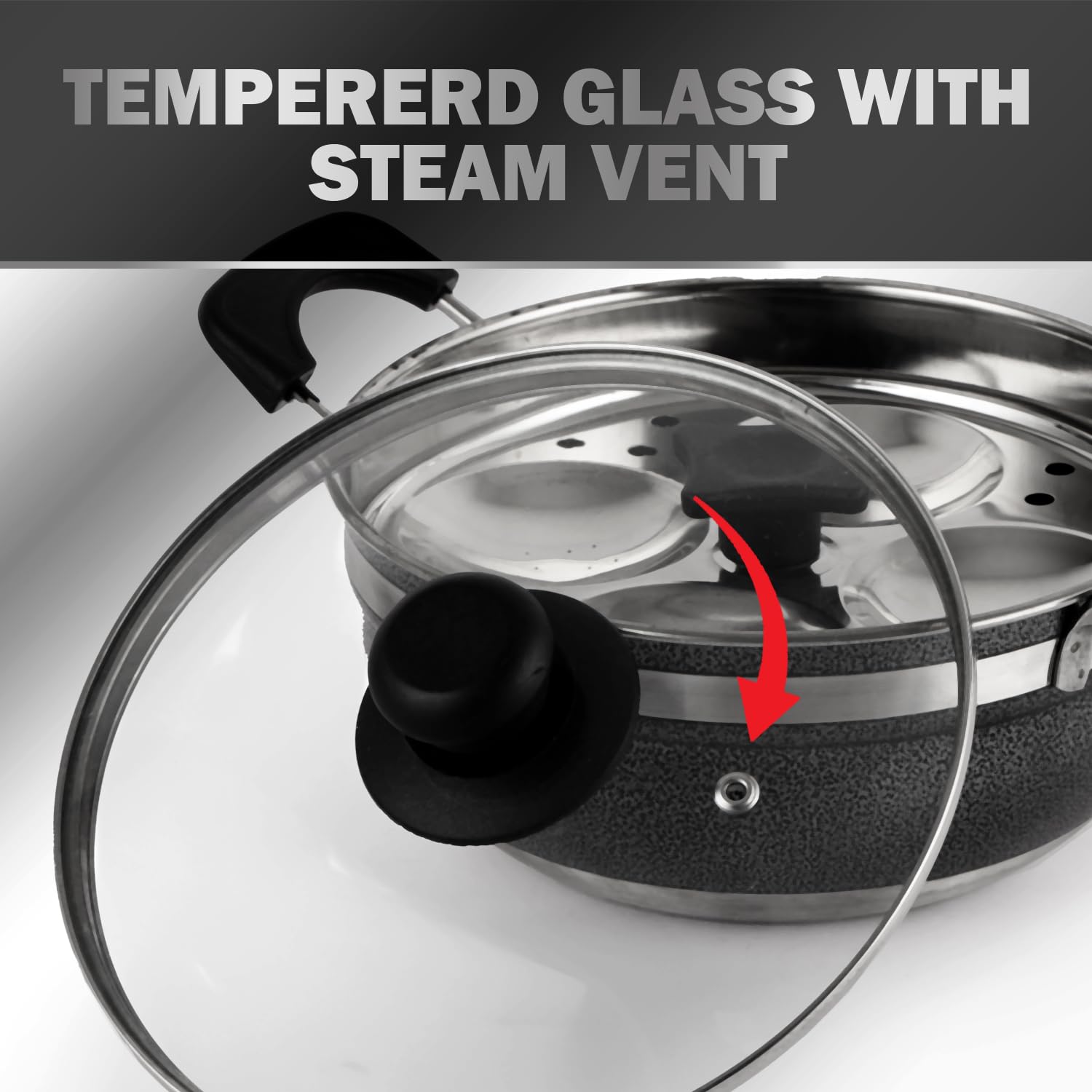 Cello Magna Stainless Steel Multi Kadai Idli cooker with Glass Lid & 2 Idli Plates | Multi-purpose use | Perfect for Frying, Sautéing, Roasting, Preparing sabjis | Dishwasher Safe