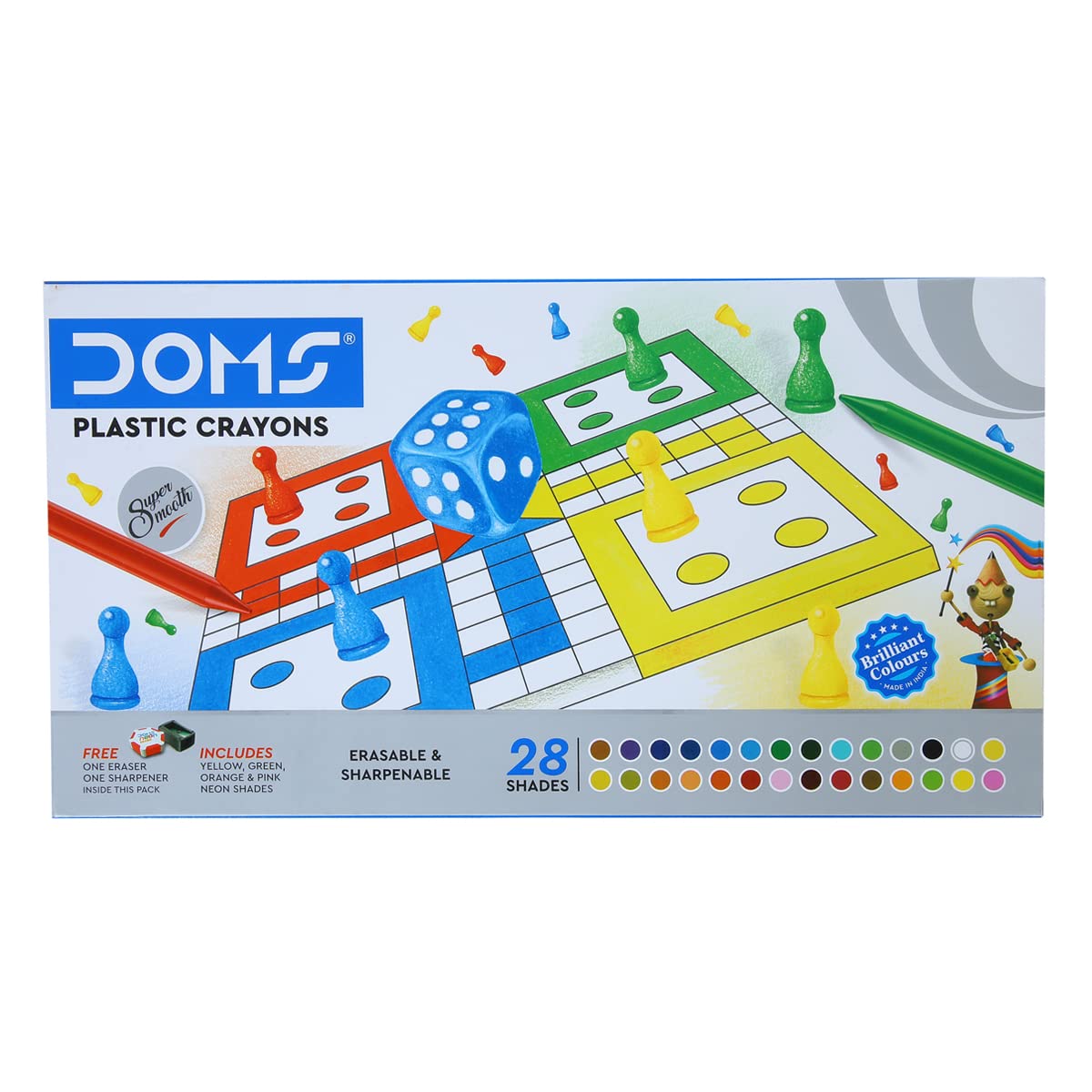Doms Plastic Crayon 28 Shades Box