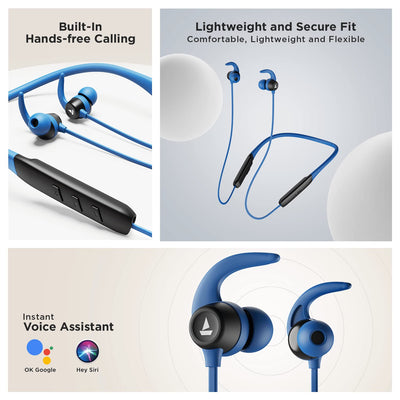boAt Rockerz 255 Neo in-Ear Bluetooth Neckband with Mic with ENx Tech, Smart Magnetic Buds, ASAP Charge, Upto 25 Hours Playback, 12MM Drivers, Beast Mode, Dual Pairing (Furious Blue)