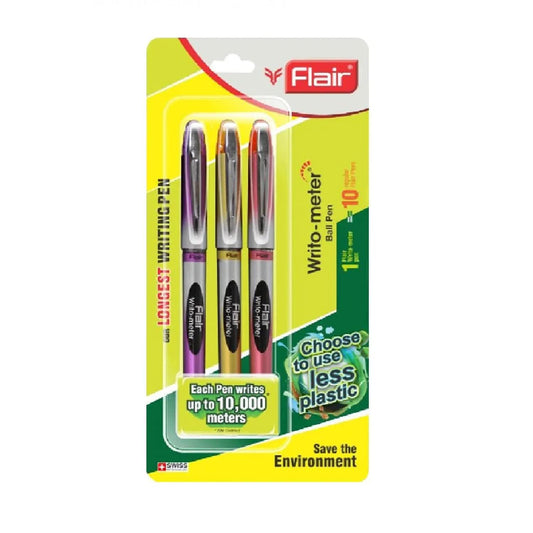 Flair Writometer 0.6mm Ball Pen Blister Pack - Blue Ink