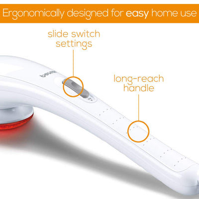 Beurer MG 21 Infrared Massager, White (648.11), Corded Electric for Pain Relief