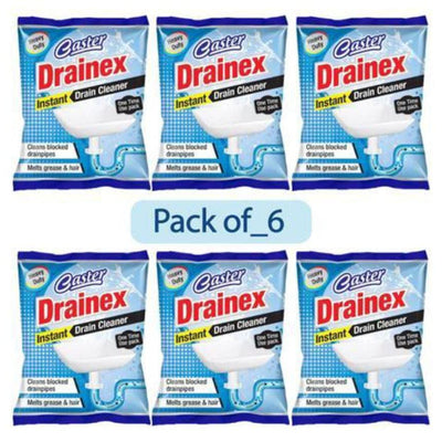 CASTER Drainex Drain Cleaner Powder Removes Blockages in Pipes, Sinks And Septic Tanks (50 Gram) - Pack Of 6