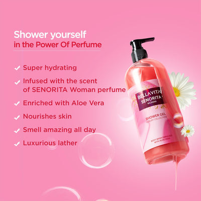 Bella Vita Luxury Senorita Woman Body Wash Refreshing Shower Gel for Deep Cleansing, Hydrating, Moisturising, Softer & Smoother Skin with Aloe Vera 500 Ml