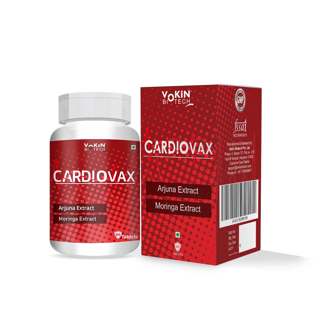 Vokin Biotech Natural Cardiovax with Coenzyme Q10, Arjuna Extract & Mo ...