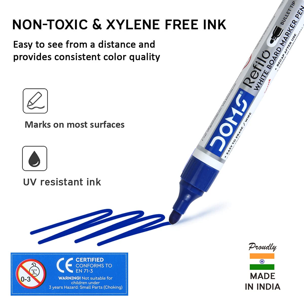 Doms Refilo Non-Toxic Hi-Tech Refillable White Board Marker Pen