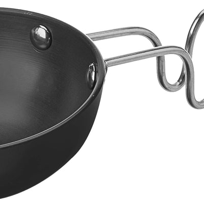 Cook Hard Anodized Tadka Pan, 12 cm, Dark Grey | Vaghar Pan | Chounk Pan | Baghar Pan | Flame Safe | Gas Stove Safe | Stainless Steel Wired Handle | Scratch Resistant