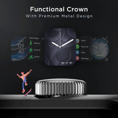 boAt Wave Edge Smart Watch with 1.85" HD Display, Advanced Bluetooth Calling Chip, Functional Crown, 100+ Sports Modes,Widget Control,AI Voice Assistance,Inbuilt Games, IP68(Sage Green)