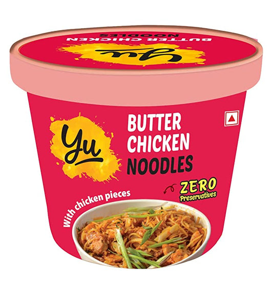 Butter Chicken Cup Noodles - Saucy Non Veg Noodles - No Preservatives - Instant Food - 100% Natural - Ready to Eat Instant Noodles - 225g - Yu Foodlabs