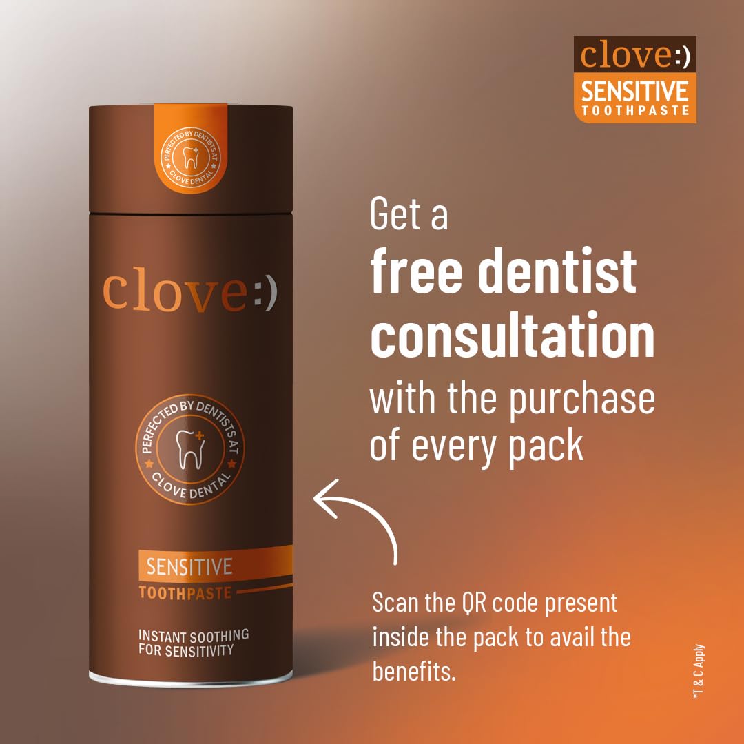 Clove Sensitive Toothpaste | reduce Senstivity | Dual Action toothpaste For Sensitivty & Bad Breath | Strengthens Enamel | Triclosan Free | Paraben Free | Peroxide free | Mint, Pack of 1 (100g)