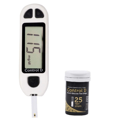 Control D Blood Glucose Monitor (Pack of 25 Strips, White)