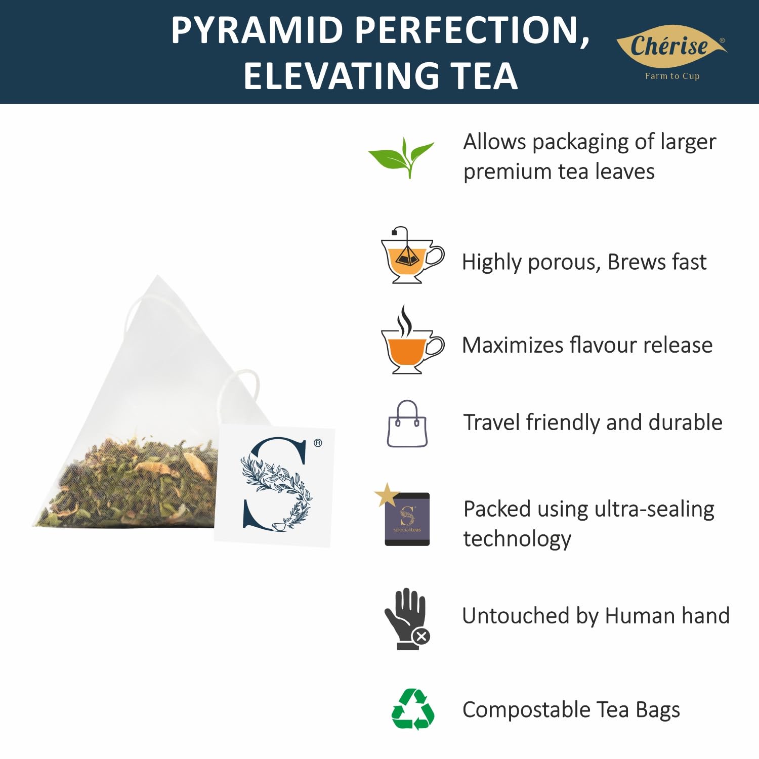 Cherise Specialiteas Christmas Treat Caramel Cinnamon Herbal Black Tea (2 g x 25 Pyramid Tea Bags)