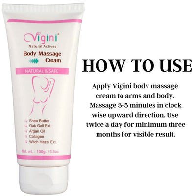 Vigini Natural Actives Bosom Body Massage Cream for Women Health Suplement, Fenugreek Witch Hazel Ext, Avocado Moroccan and Argan Oil for Sulphate Paraben Free