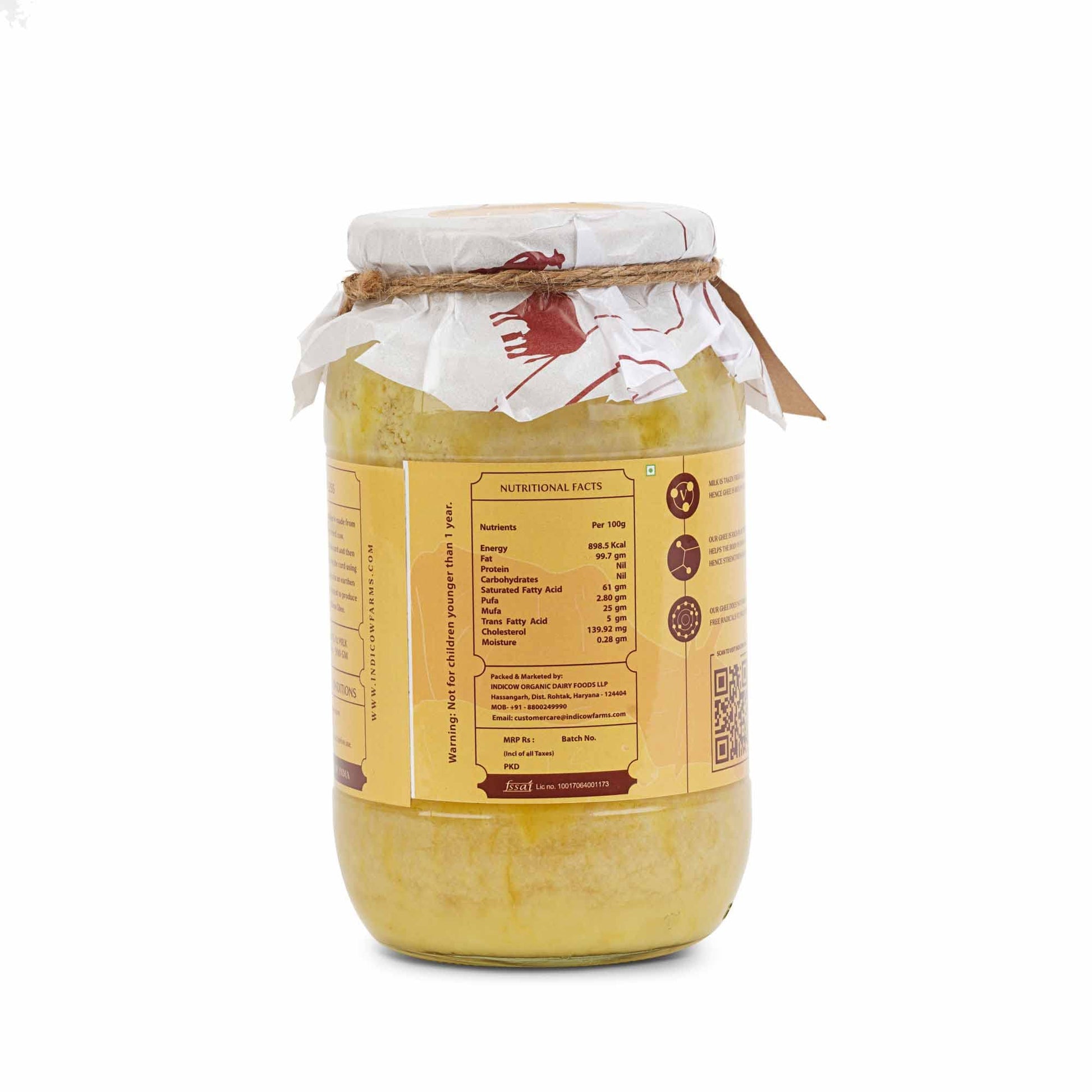 Indicow Organic Dairy Foods Pure Authentic A2 Ghee (1000ml(1ltr), Sahiwal)