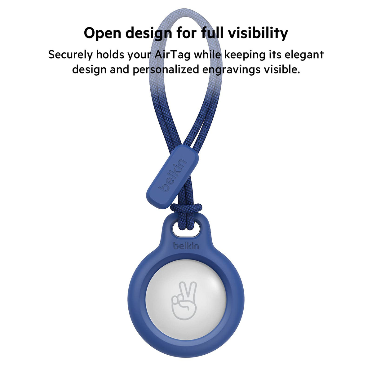 Belkin AirTag Case with Strap, Secure Holder Protective Cover for Air Tag with Scratch Resistance Accessory - Blue Colour (F8W974)